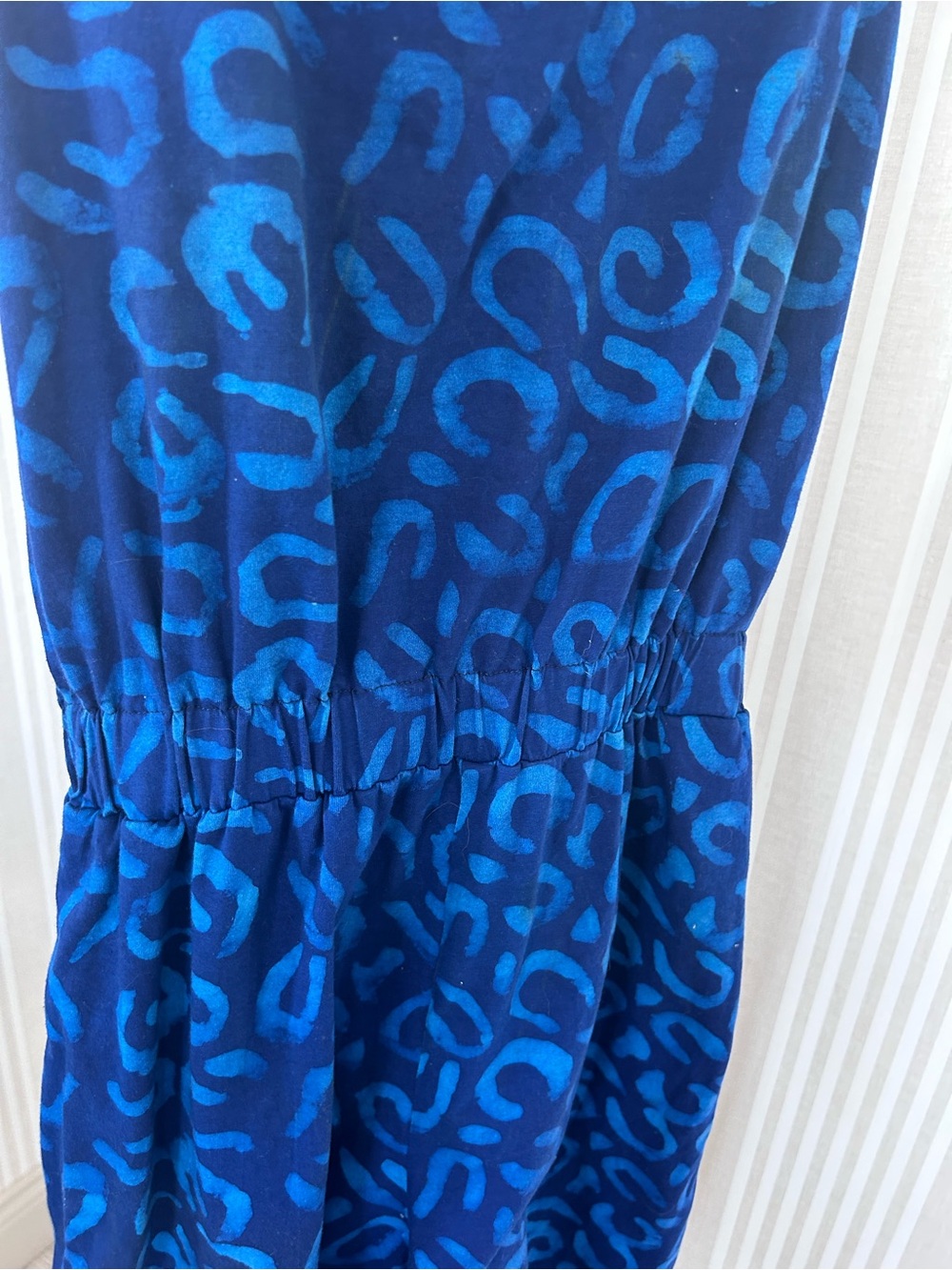 Java Wraps VTG Cobalt & Royal Blue Batik Print Jumpsuit Romper Size Medium Boho - Picture 3 of 10